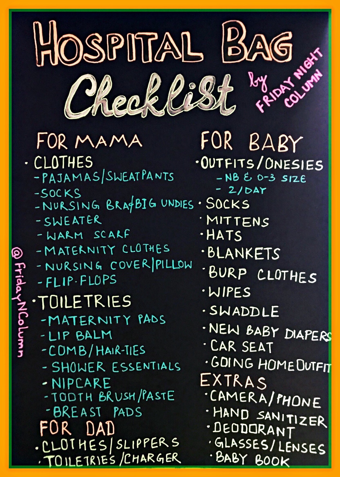 MAMA Jots: Hospital Bag Checklist